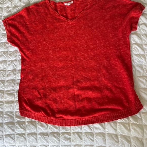 Eileen Fisher Red Orange Cotton Linen Sweater - Picture 3 of 8